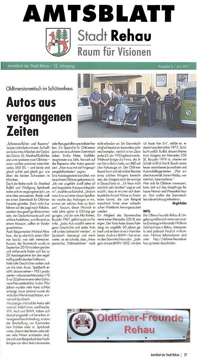 Oldtimer Freunde Rehau Pressespiegel